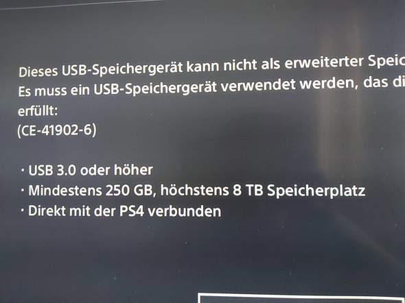 SSD wird nicht bei der Ps4 als erweiterten Speicher formatiert, was tun?